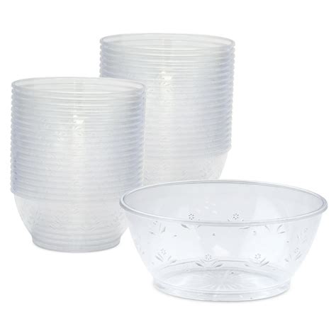 10 Ounce Plastic Square Bowls, 25 Small Square Plastic Serving Bowls - Recyclable, Crack-Resistant, Clear Plastic Square Disposable Bowls, Durable, For Parties Or Catering Events - Restaurantware