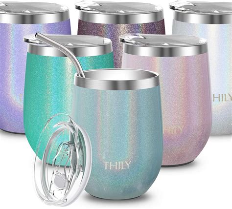 🔥 Hot Deals 12 Pack Stainless Steel Stemless Wine Tumbler with Lid and Straw, 12 Oz Double Wall Vacuum Insulated Wine Tumbler for Wine, Champagne, Cocktails, Coffee, Ice Cream, Picnics, Set of 12, Silver