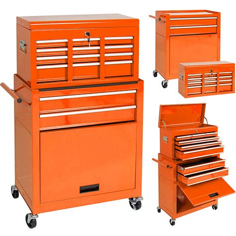 8-Drawer Tool Chest,Rolling Tool Cabinet and Big Tool Storage Boxes, Portable Removable Big Tool Chest with 4 Wheels and Sliding Metal Keyed Locking System Drawers (Red)