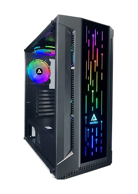 Apevia Predator-BK Mid Tower Gaming Case with 1 x Tempered Glass Panel, Top USB3.0/USB2.0/Audio Ports, 4 x RGB Fans, Black Frame
