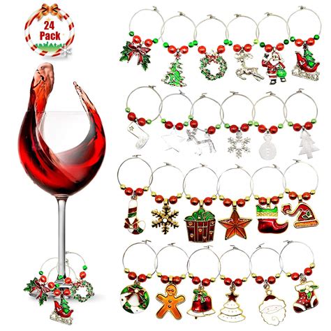 70% Off Discount Christmas Wine Glass Charms, Drink Markers (12 Pieces)