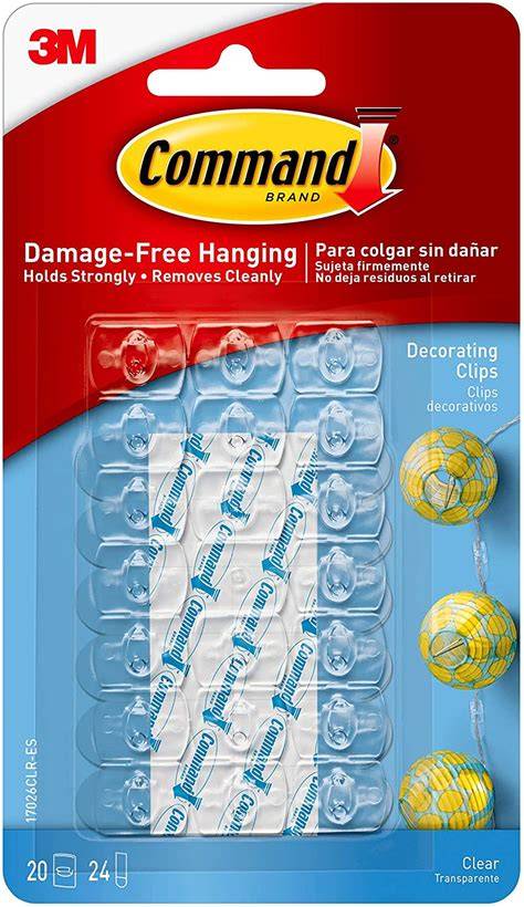 Command Small Decorating Clips, Clear, 20-Clips/Pack, 6-Packs, Decorate Damage-Free
