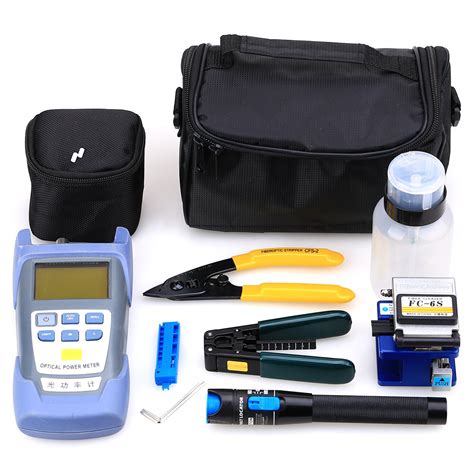 FTTH Fiber Optic Tool Kit with Fiber Fibra Optica Power Meter and Visual Fault Locator and Cable Cutter Stripper FC-6S Fiber Cleaver