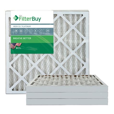 Filterbuy 12x30x1 Air Filter MERV 13, Pleated HVAC AC Furnace Filters (4-Pack, Platinum)