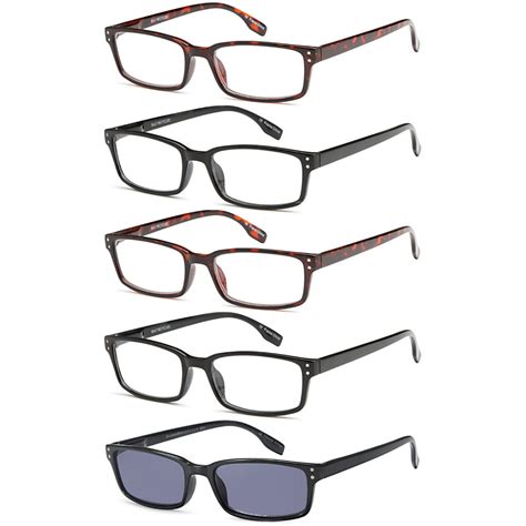 Gamma Ray Reading Glasses - 5 Readers for Men Women - w Reader Sunglasses - 2.50
