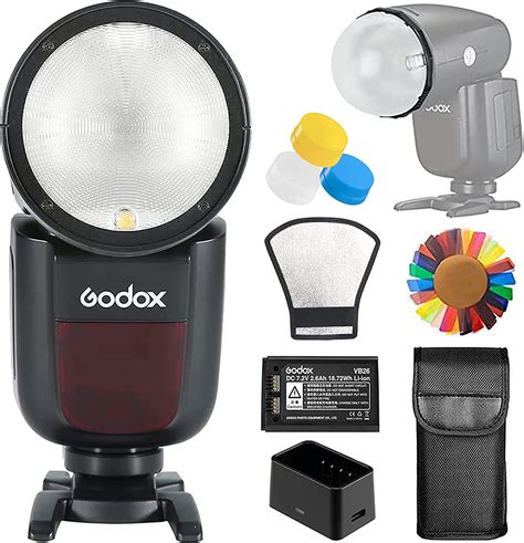 Best Deal Godox V1-N Flash for Nikon, 76Ws 2.4G TTL Round Head Flash Speedlight, 1/8000 HSS, 480 Full Power Shots, 1.5s Recycle Time, 2600mAh Lithium Battery, 10 Level LED Modeling Lamp, W/Pergear Color Filters