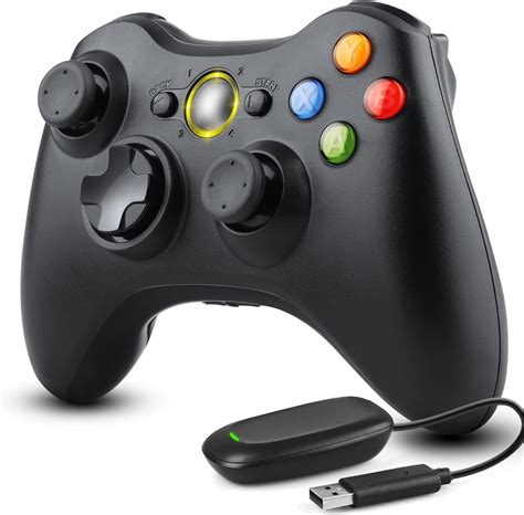 JAMSWALL Xbox 360 Wireless Controller 2.4GHZ Gamepad with Receiver, Dual Vibration Enhanced Game Controller for Microsoft Xbox & Slim 360 PC Windows 7,8,10 & PS3