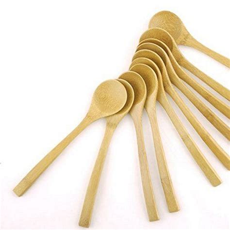 JapanBargain 3807, Pack of 10 Reusable Bamboo Dinner Spoons for Yogurt Ice Cream Cereal Oatmeal 8 inch