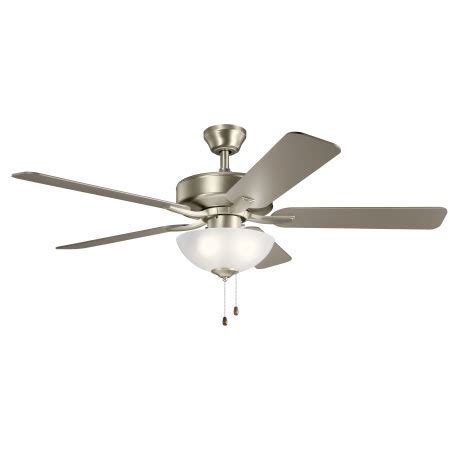 Exclusive Discount 50% Price Kichler 330017NI Basics Pro Select 52'' Ceiling Fan with LED Lights, Brushed Nickel