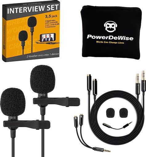 Black Friday - 80% OFF Professional Grade 2 Lavalier Lapel Microphones Set for Dual Interview - Double Lav Microphone - Perfect as Blogging Vlogging Interview Microphone for iPhone