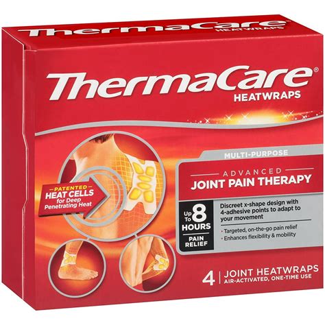ThermaCare Advanced Multi-Purpose Joint Pain Therapy Heatwraps, Up to 8 Hours of Pain Relief, Temporary Relief of Joint Pains, 4 Count (Pack of 1)