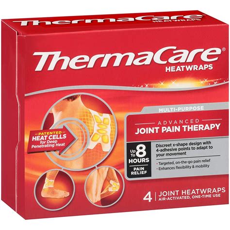 ThermaCare Advanced Multi-Purpose Joint Pain Therapy Heatwraps, Up to 8 Hours of Pain Relief, Temporary Relief of Joint Pains, 4 Count (Pack of 1)