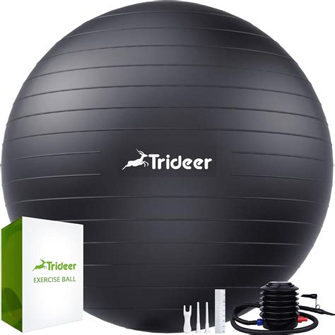 Trideer Extra Thick Yoga Ball Exercise Ball, 5 Sizes Ball Chair, Heavy Duty Swiss Ball for Balance, Stability, Pregnancy and Physical Therapy, Quick Pump Included (Deep-Dark Blue, L (58-65cm))