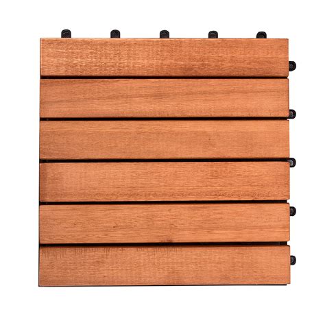 V375 Eucalyptus Hardwood - 8 Straight Slat Design - Interlocking Wood Deck Tile by Vifah