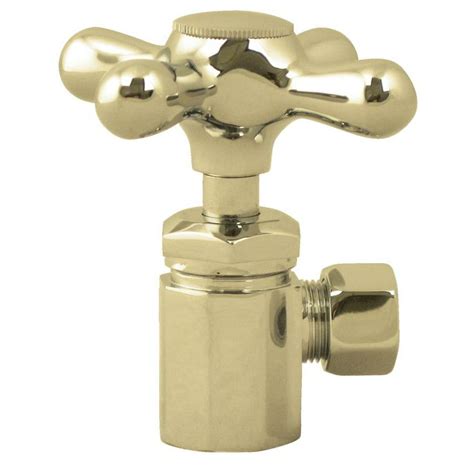 Westbrass D1112X-01 Cross Handle Angle Stop - 1/2" Copper Sweat x 3/8" OD Comp., Polished Brass